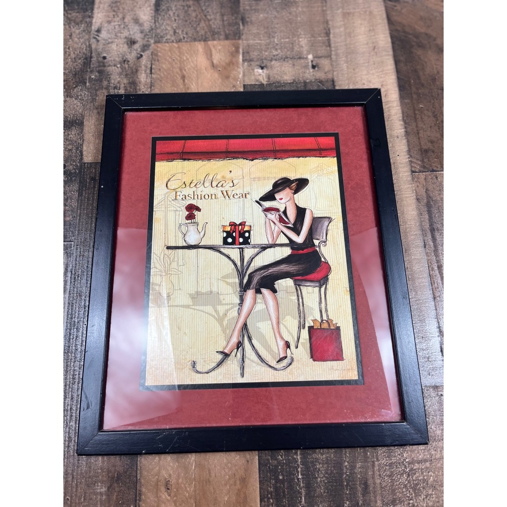 Home Interiors Estella's Fashion Wear Framed Art Print 13x16 Vintage 2005 Chic‎